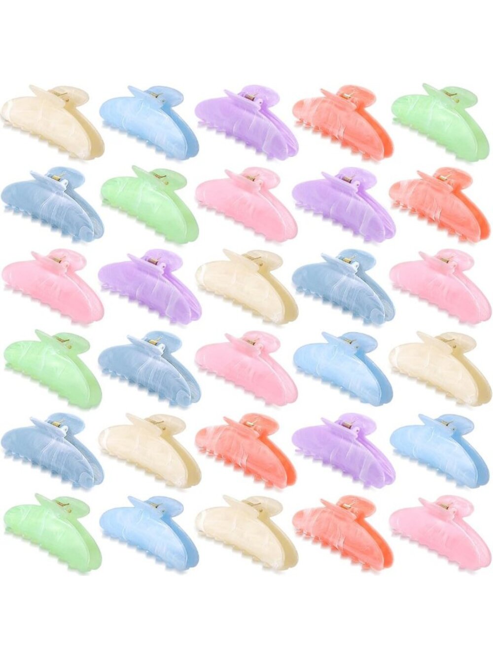 32Pcs Cute Large Acrylic Hair Claw Clips - Non-Slip Pastel Barrettes for Thick